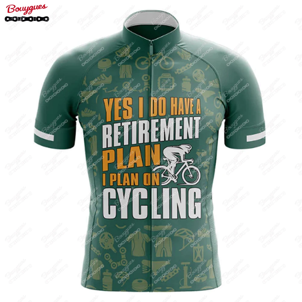 Retirement Plan Cycling Jersey For Men Short Sleeve Reflective MTB Maillot Downhill Pro Team Mountain Bicycle Clothing  Summer