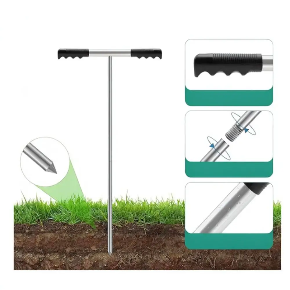 Stainless Steel Soil Testing Probe Rod Adjustable Height Ground Sampler Tool For Agriculture Farm Garden Soil Analysis