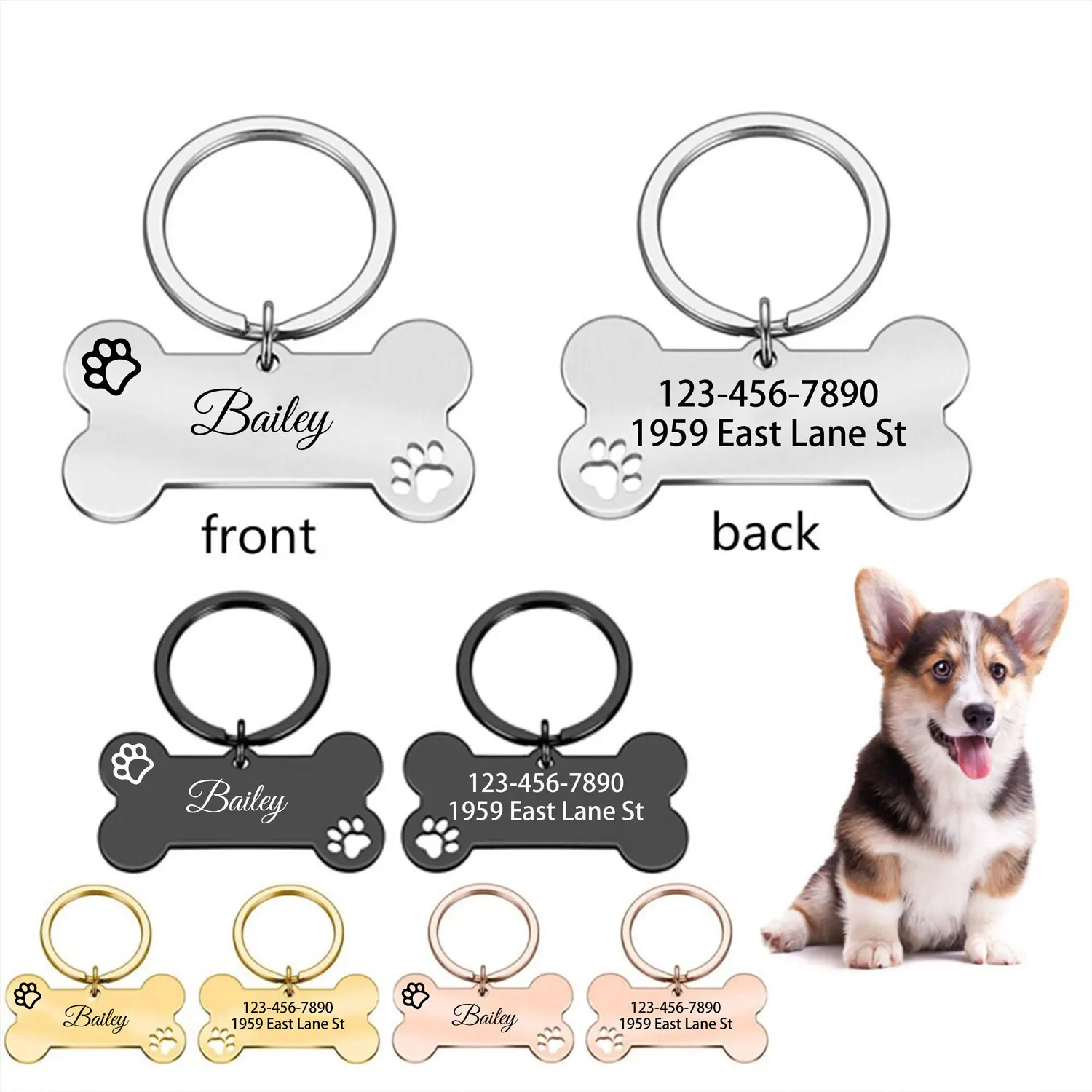 1 pc abstract dog footprint Custom Name and text Personalized Dog Tags Cat Dog ID Tag Name with Cute Symbols Personalized Pet I