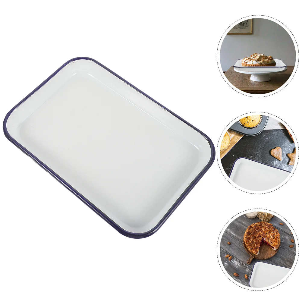 

Large Rectangular Enamel Tray for Baking Roasting Serving Heavy Duty Ceramic Non Stick Surface Dishwasher Safe Kitchen Bakeware