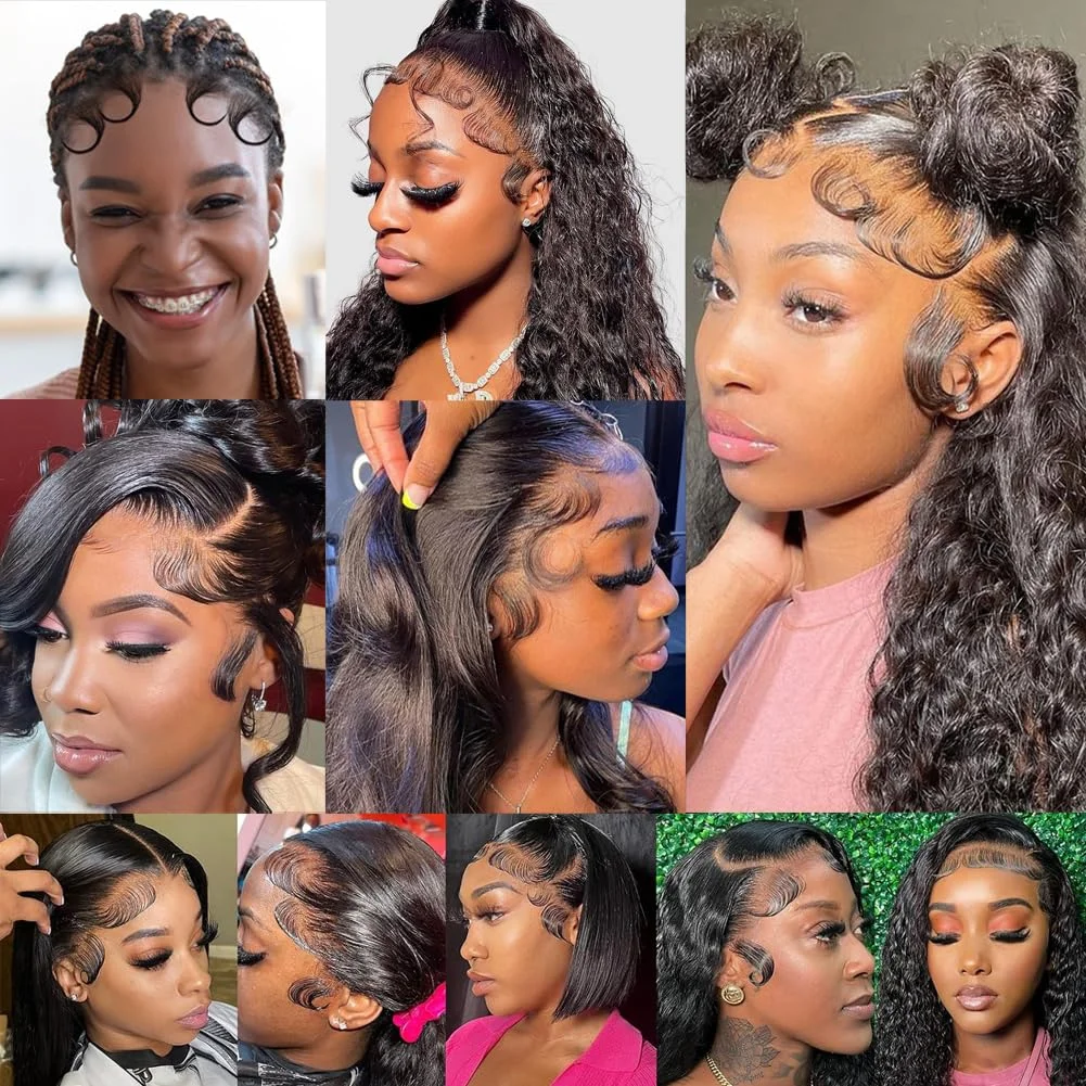 2/4/6 pçs hd rendas listras de cabelo do bebê 100% cabelo humano virgem suíço cabelo do bebê reutilizável invisível laço linha fina tiras de borda do cabelo do bebê