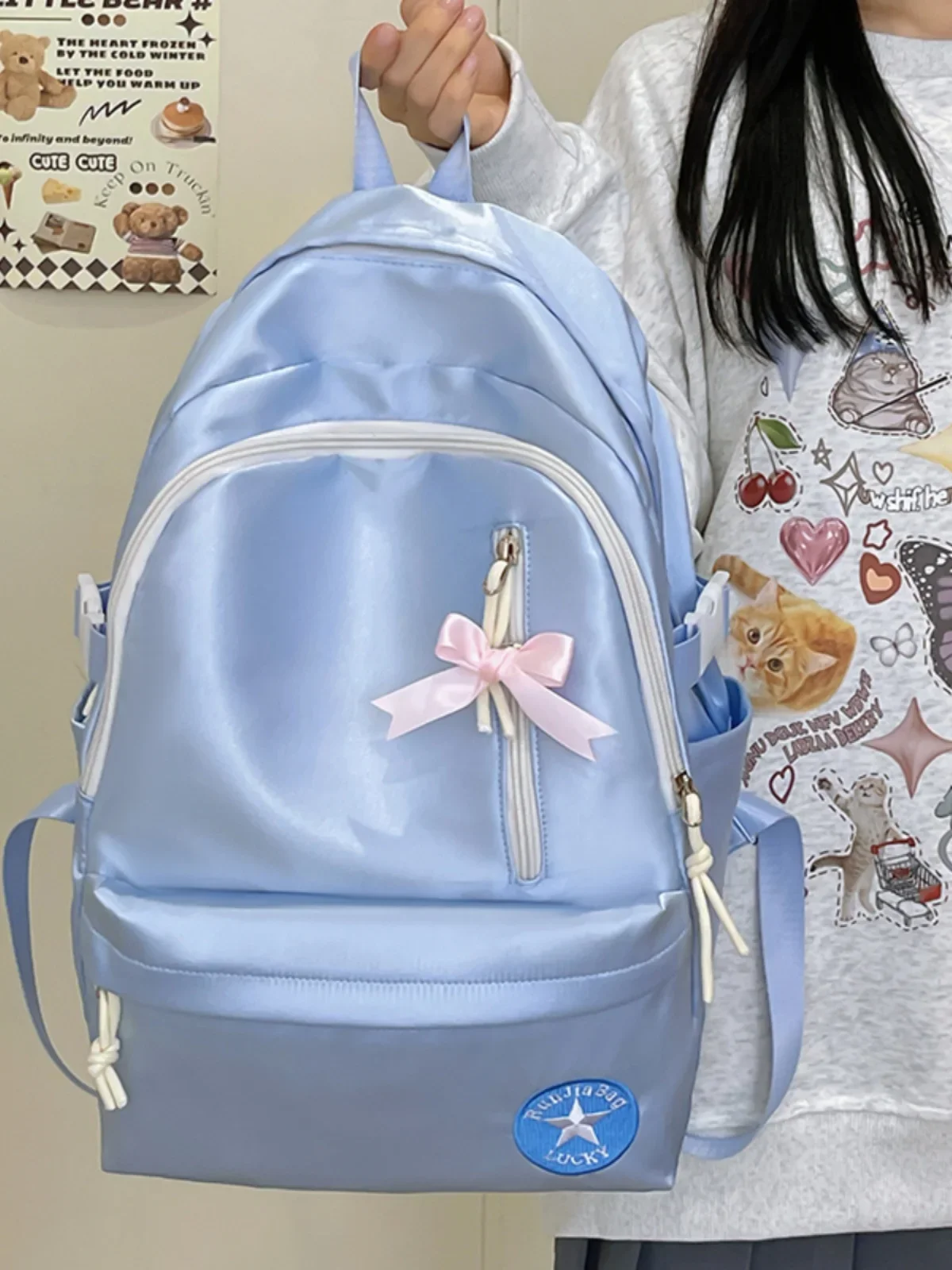 

New Large-capacity Niche Bags 2024 Design Bag Female Junior High School Students Portable Cute Simple Backpack Girls