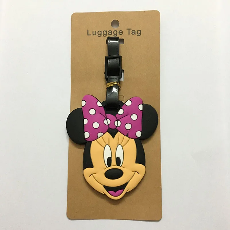 Disney Luggage Tags Cartoon Cute Mickey Minnie Suitcase Tag Baggage Holder Accessories Label Travel Bag Pendant Doll Accessories