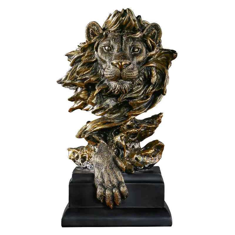 Nordic Resin Lion Sculpture Creative Home Decor for Living Room Entryway Office Desk Wine Cabinet Ornament