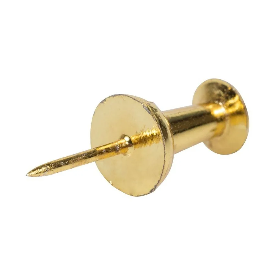 Gold Push Pins for Office and Home Use 2 Packs of 100 Reliable Metal Fasteners for Bulletin Boards Wall Displays and Craft Proj