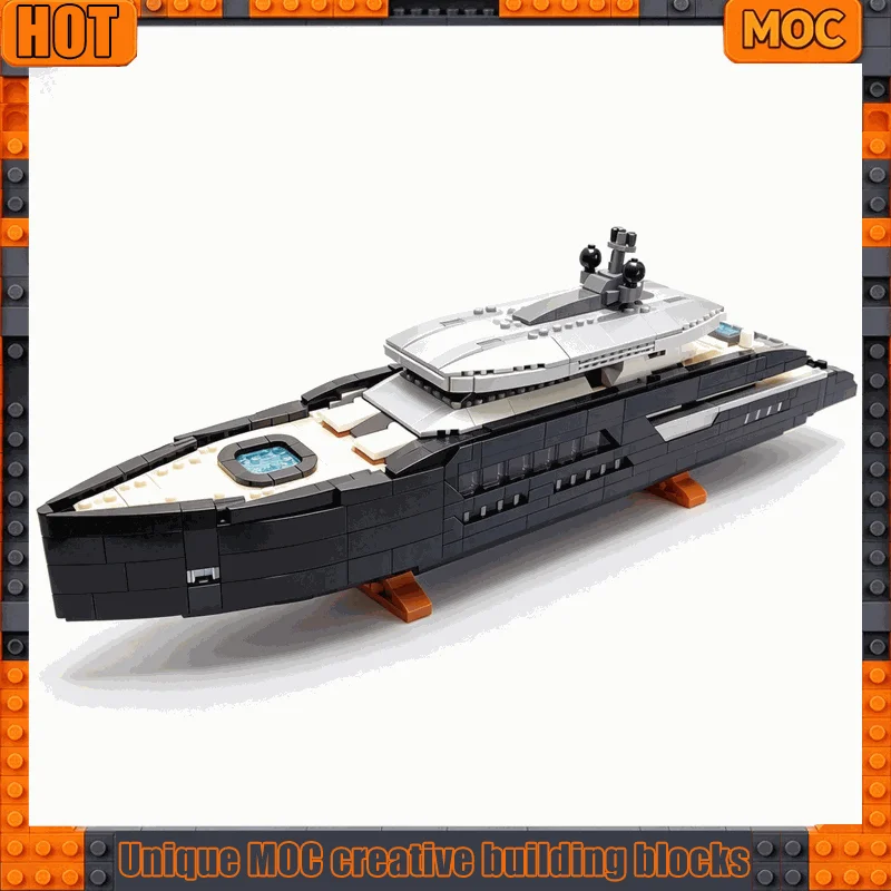 2977PCS MOC Midi Scale Yacht Ship Model With Interior Detail Custom Building Blocks Ocean Voyage DIY Assembly Display Xmas Gift
