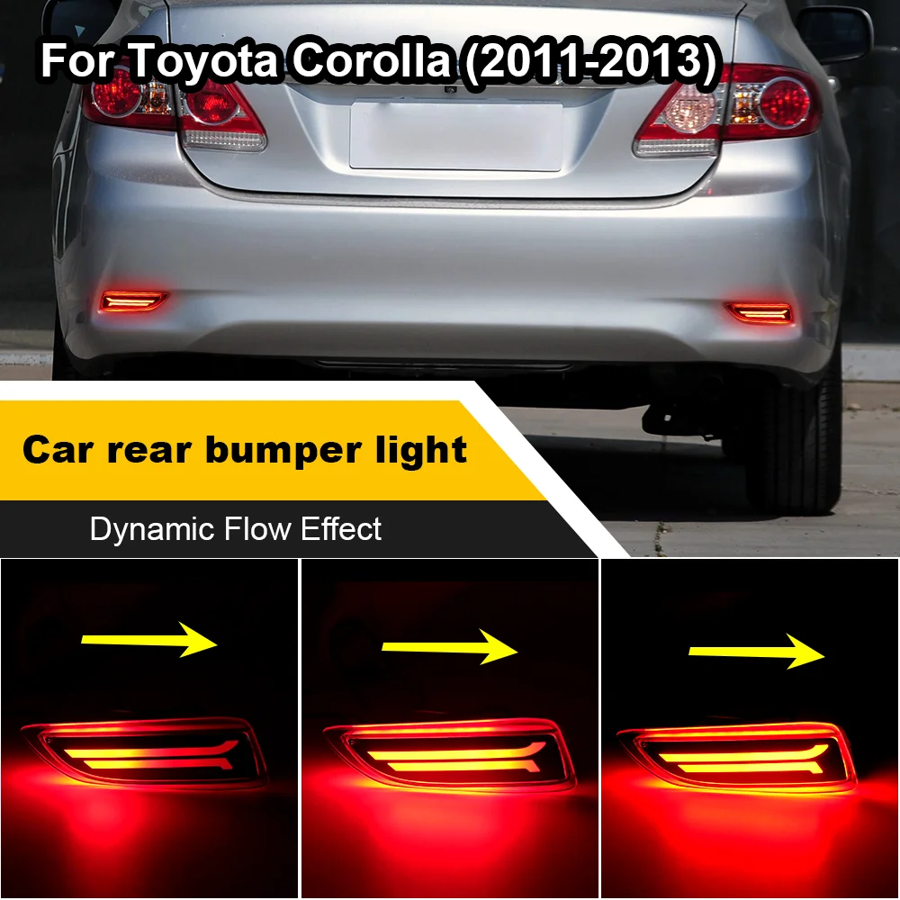 2PCS LED Tail Brake Rear Bumper Reflector Lamps Turn Light Lights For Toyota Corolla 2011 2012 2013
