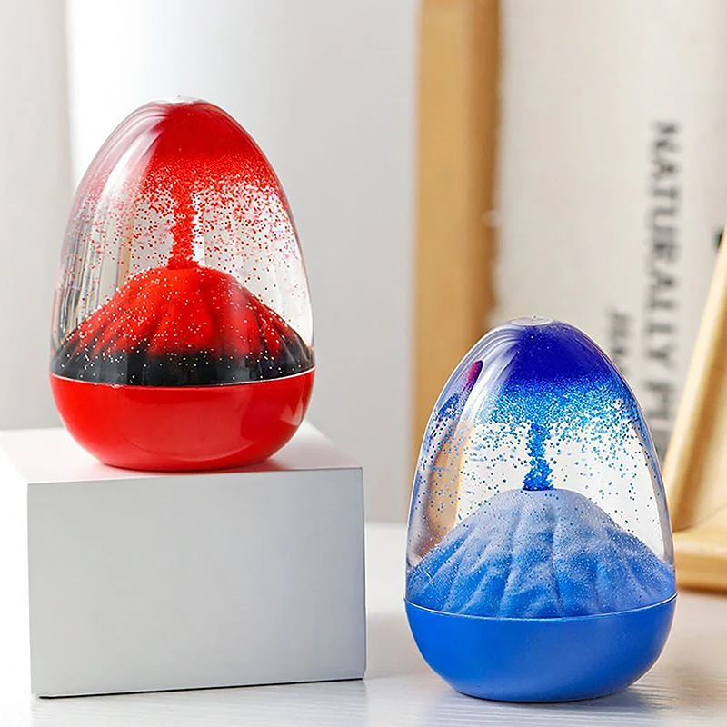 Acrylic Volcano Sand  Floating Lava Liquid Timer Eggshell‑Shaped Eruption Ornament Modern Desktop Decoration