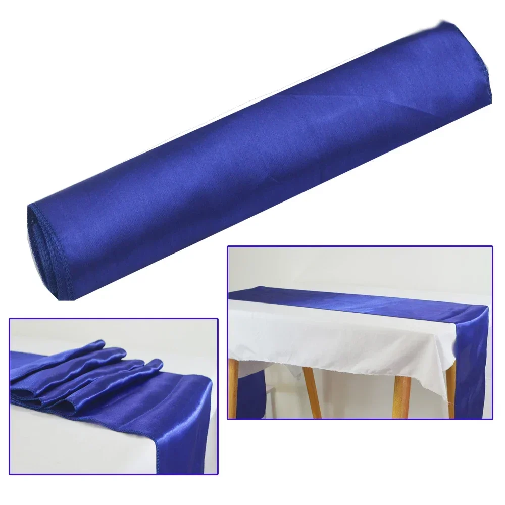 

30x275cm Satin Table Runners For Wedding Party Modern Table Runner New Year Home Gold/Royal blue Table runner cloth Decorations