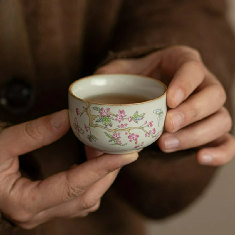 

Japanese Ceramic Teacups Ru Kiln Household Cup Single Cups Heat Resistant Kung Fu Tea Set Drinkware Tea Set Accessories New