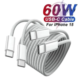 60W kabel USB C do szybkiego ładowania USB C do iPhone 15 Plus 15 Pro Max Samsung Xiaomi Huawei Dual typ C PD ładowarka kabel