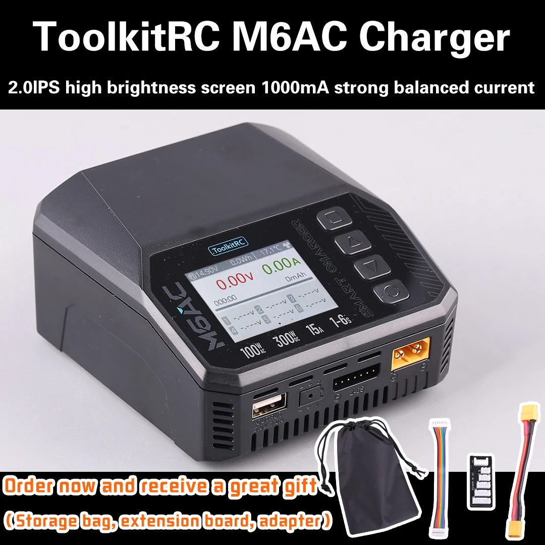 ToolkitRC M6AC Smart Lipo Battery Charger Discharger AC 120W DC300W MAX30A for 1-6S Battery FPV Model Spare Part LiHV LIFE LILON