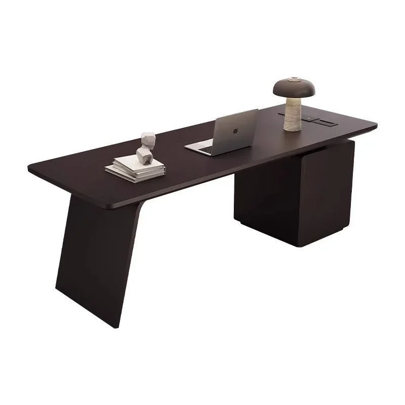 New Italian computer, desktop home minimalist light luxury solid wood desk, smoked wood boss high-end desk