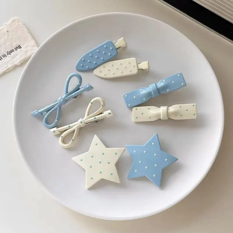 

Korean Style Polka Dot Bow Alligator Hair Clips Side Bang Fringe Clips for Women Girls Non-Damaging Barrettes Hair Accessories