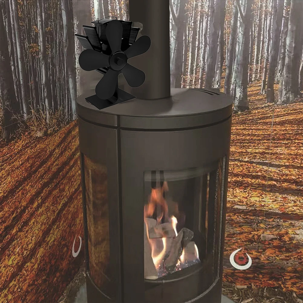 Fireplace Fan 6-blade Thermal Power Stove Fan Efficient Air Distribution Silent Heating, Cooling System Accessories