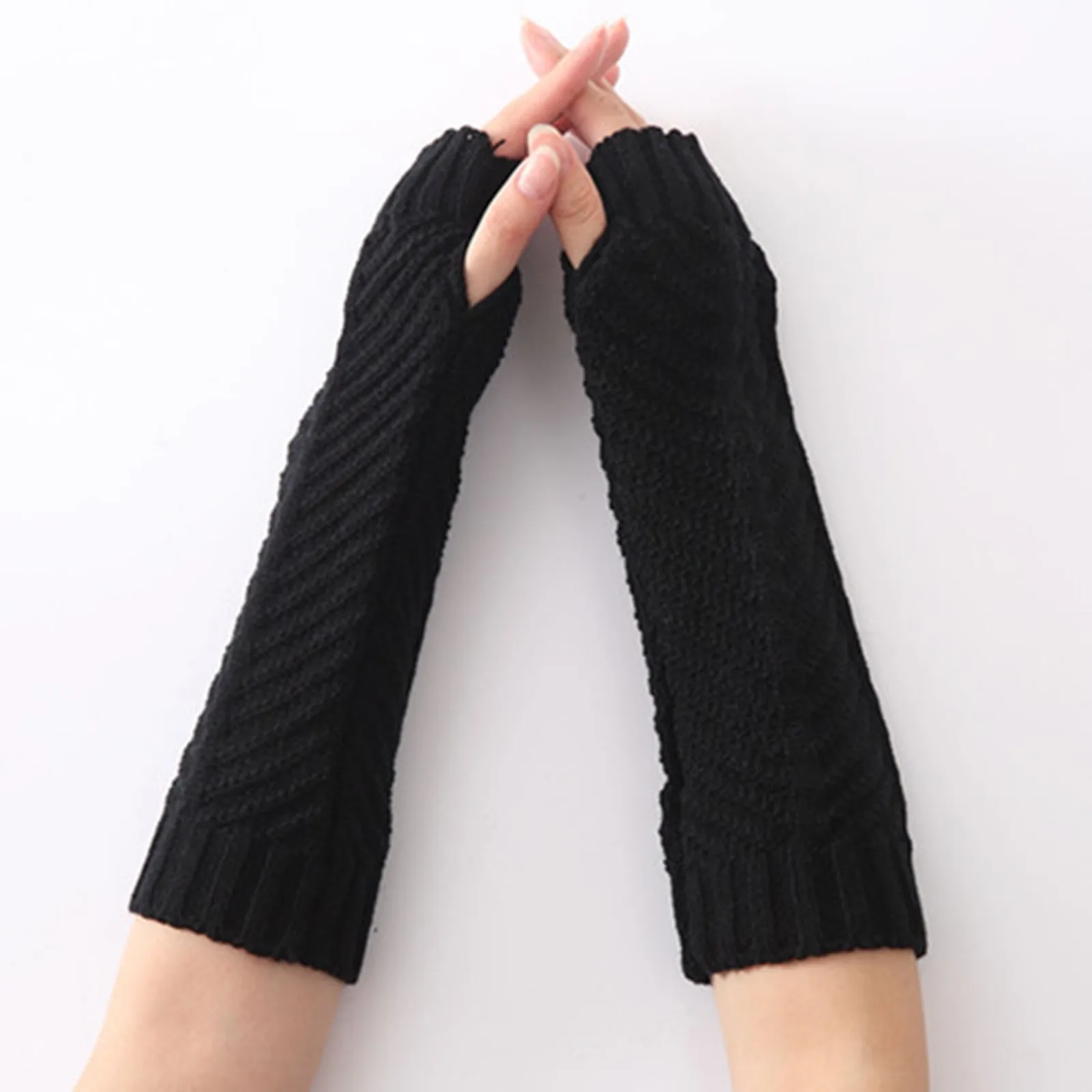 

Y2k Lolita Fingerless Gloves Women Arm Warmers Gothic Female Knitted Kawaii White Work Mitten Anime Cosplay Ankle Wrist Sleeves