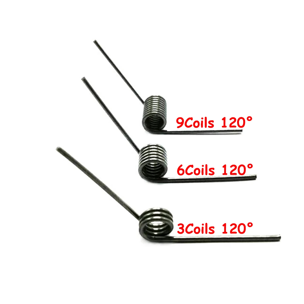 Yiqianyuan 10 szt. 1,4 mm sprężyna skrętna ze stali sprężynowej 3/6/9 cewek Opcje Kąty 60/90/120/180 dla majsterkowiczów i projektów domowych