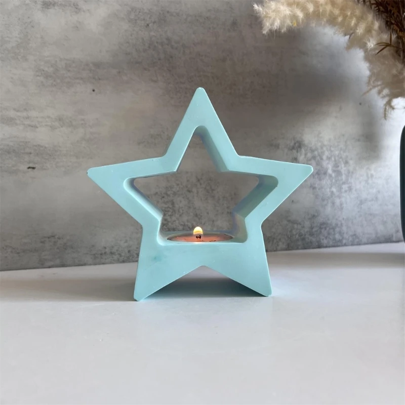 Christmas Star Tealight Holder Mold Artistic Star Shaped Silicone Mold for Plaster Drip Holder DIY Project