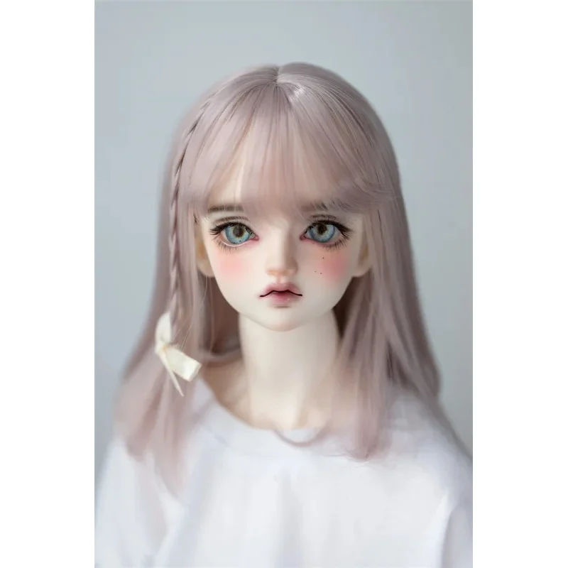 วิกผมสีฟ้าชมพูสำหรับตุ๊กตา BJD/DD วิกผมไหมทนความร้อนสูงสำหรับเด็กผู้หญิง ขนาด 1/3 1/4 1/6 วิกผมยาวตรงแบบถักเปีย อุปกรณ์เสริมสำหรับตุ๊กตา (ไม่รวมตุ๊กตา)