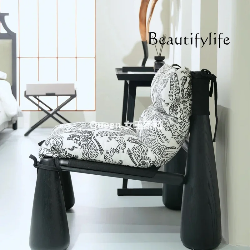 

BJ Medieval Cream Style Designer Single Sofa Chair Lazy Recliner Niche Solid Wood Leisure Chair