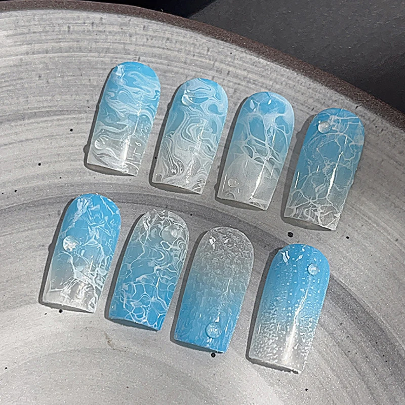 Naklejki do zdobienia paznokci, naklejki do manicure, jednolity kolor, ultracienkie, białe, falowane, miękkie, jednolite, samoprzylepne, płaskie.