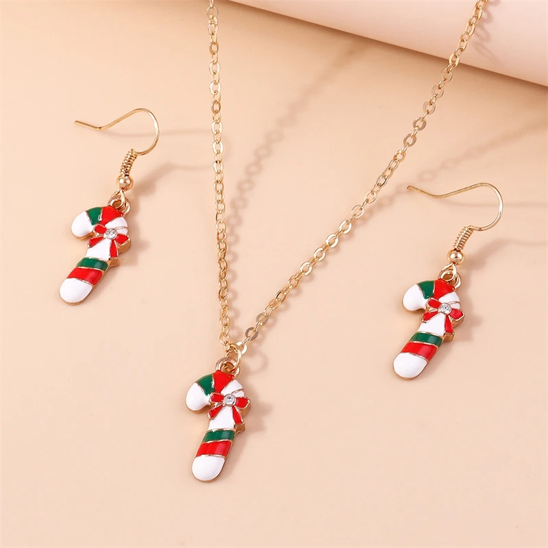 Mode Frohe Weihnachten Baum Schneemann Hirsch Baum Halskette Ohrringe Schmuck-Set für Frauen Mädchen Neujahr Festival Schmuck Geschenke – Detail 12