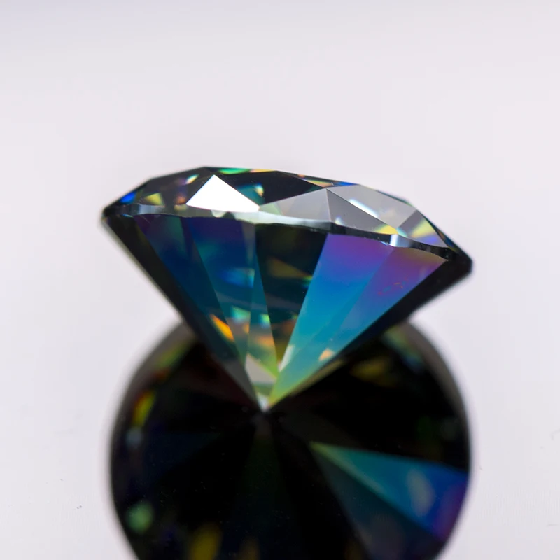 Moissanit-Stein, runder Schliff, Regenbogen-Lila-Farbe, Edelstein für Schmuckherstellung, mit Zertifikat – Detail 6