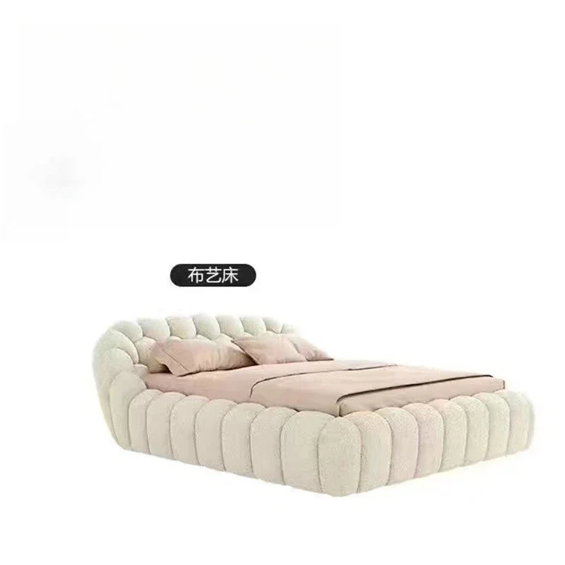 

French fabric bed, cream wind ins Internet celebrity princess bed, simple, master bedroom double bed
