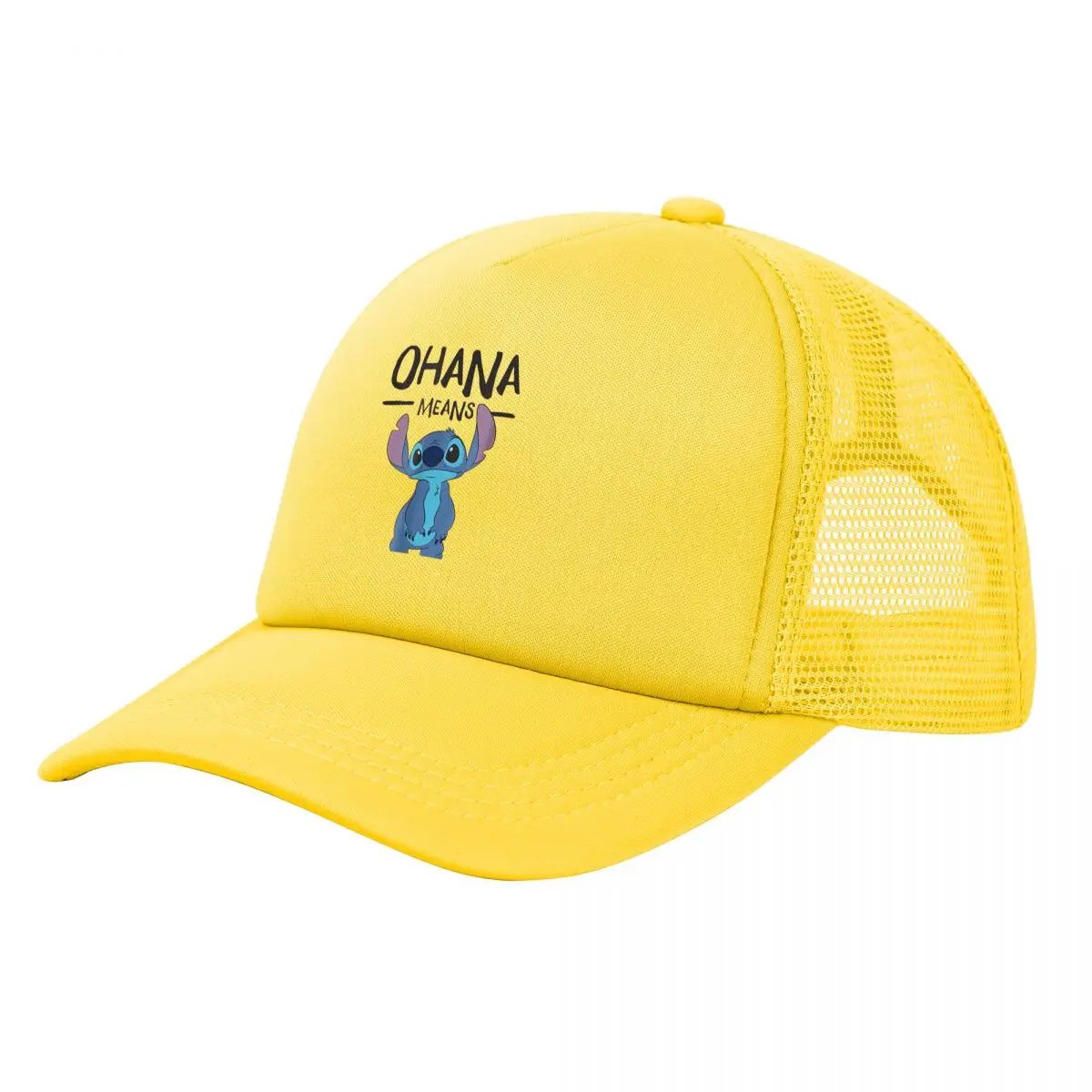 Custom Stitch Ohana Means Anime Baseball Cap Women Men Adjustable Trucker Hat Performance