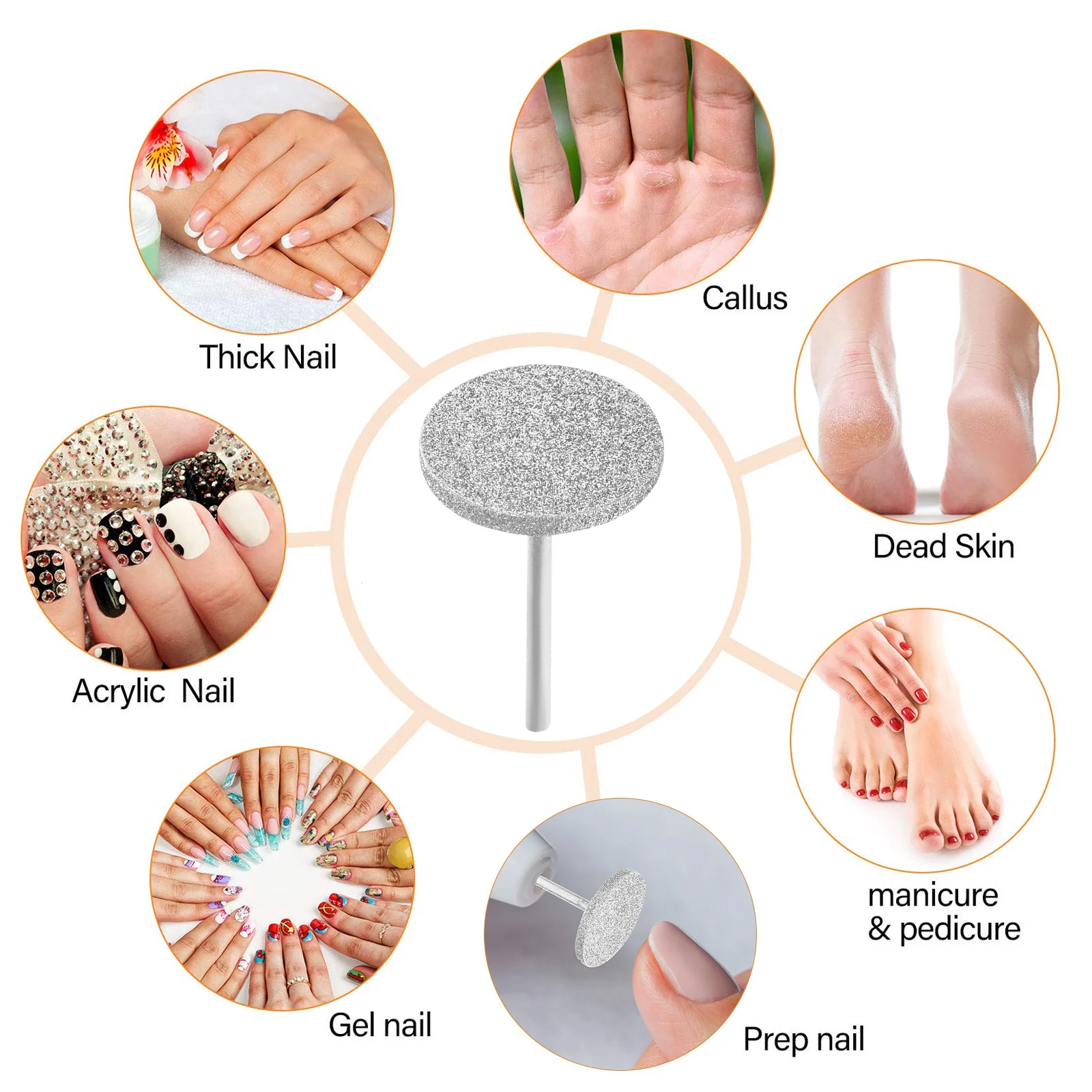 

3Pcs Diamond Nail Bits Flat Nail Drill Bit Fine Grinding Disc Easy to Use for Salon and Home Manicure Diamond Sanding Disc