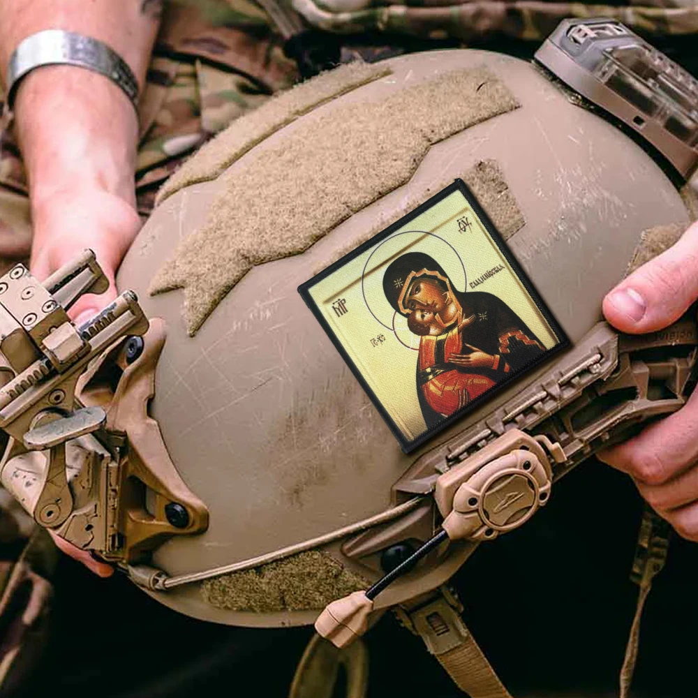 Parche táctico militar Virgen María ortodoxa con velcro para mochila - imagen 5