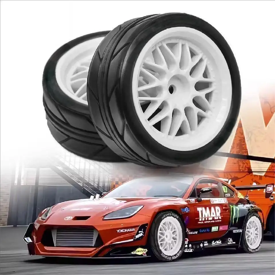 

1/10 RC Tires 65mm - High Grip Drift Racing Slick Tyres for Tamiya TT01 TT02, HSP 94123, Kyosho FW06, D4D3 Touring Car