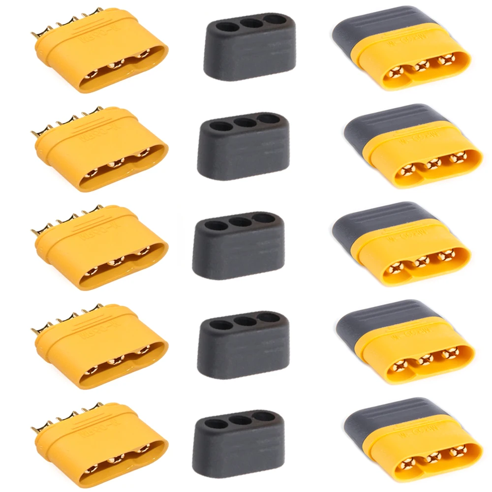 10PCS MR60 Male Female Plug With Protector Sheath 3.5mm 3 Core T Type High Current Connector for RC Drone ESC Motor Power System