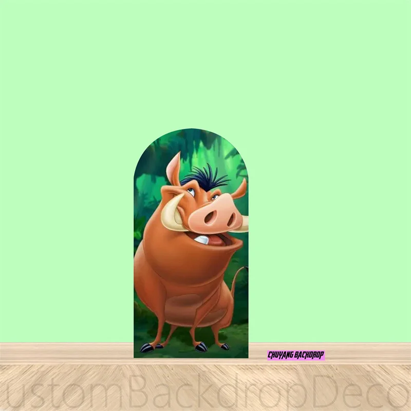 Imagem -04 - Capa Redonda Arco para Festa de Aniversário Disney Rei Leão Simba Chiara Fundo Wild One Safari Selva Elastic Cover Wall Backdrop