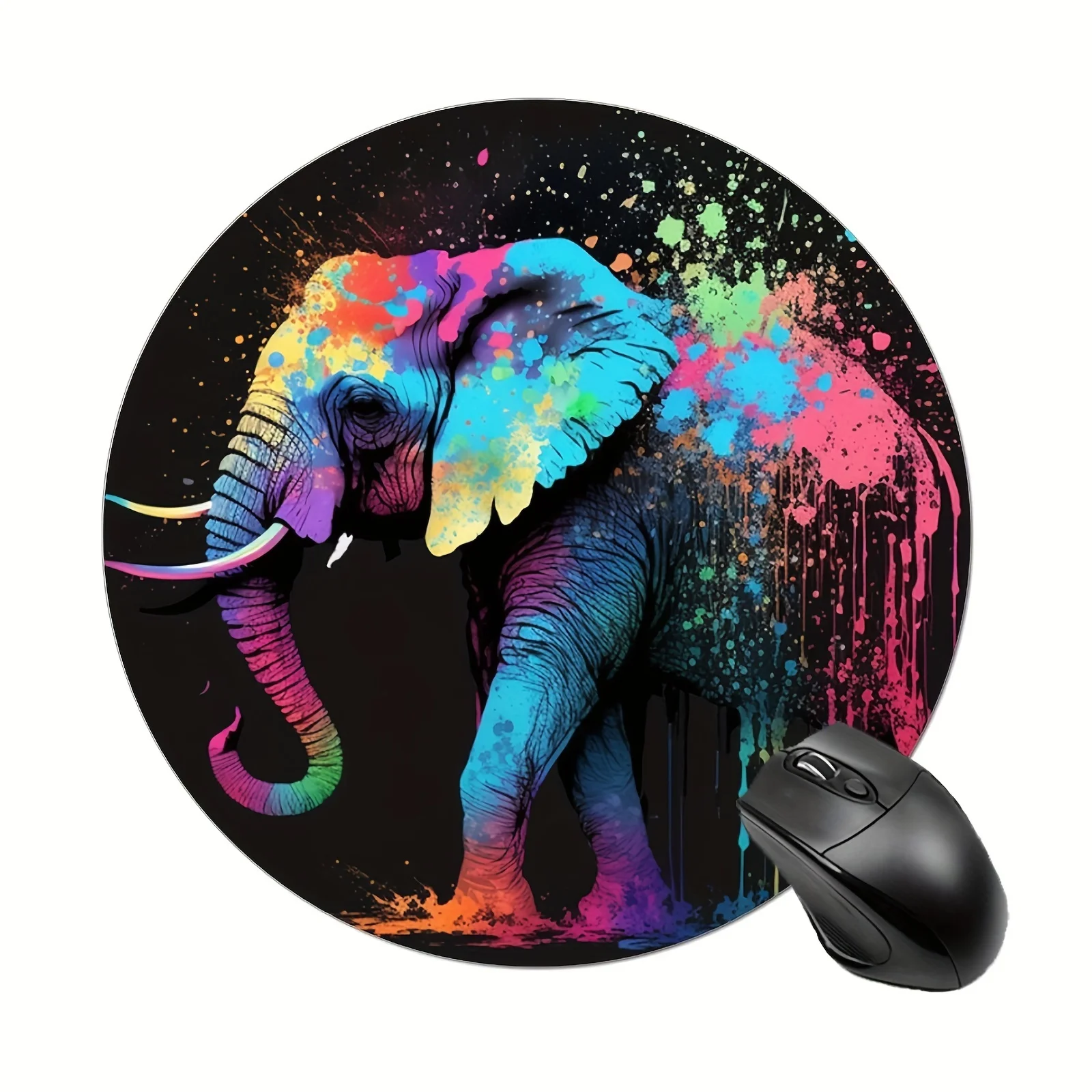 

The anti-slip rubber base of the colored elephant round mouse pad is an ideal choice for both families and professionals
