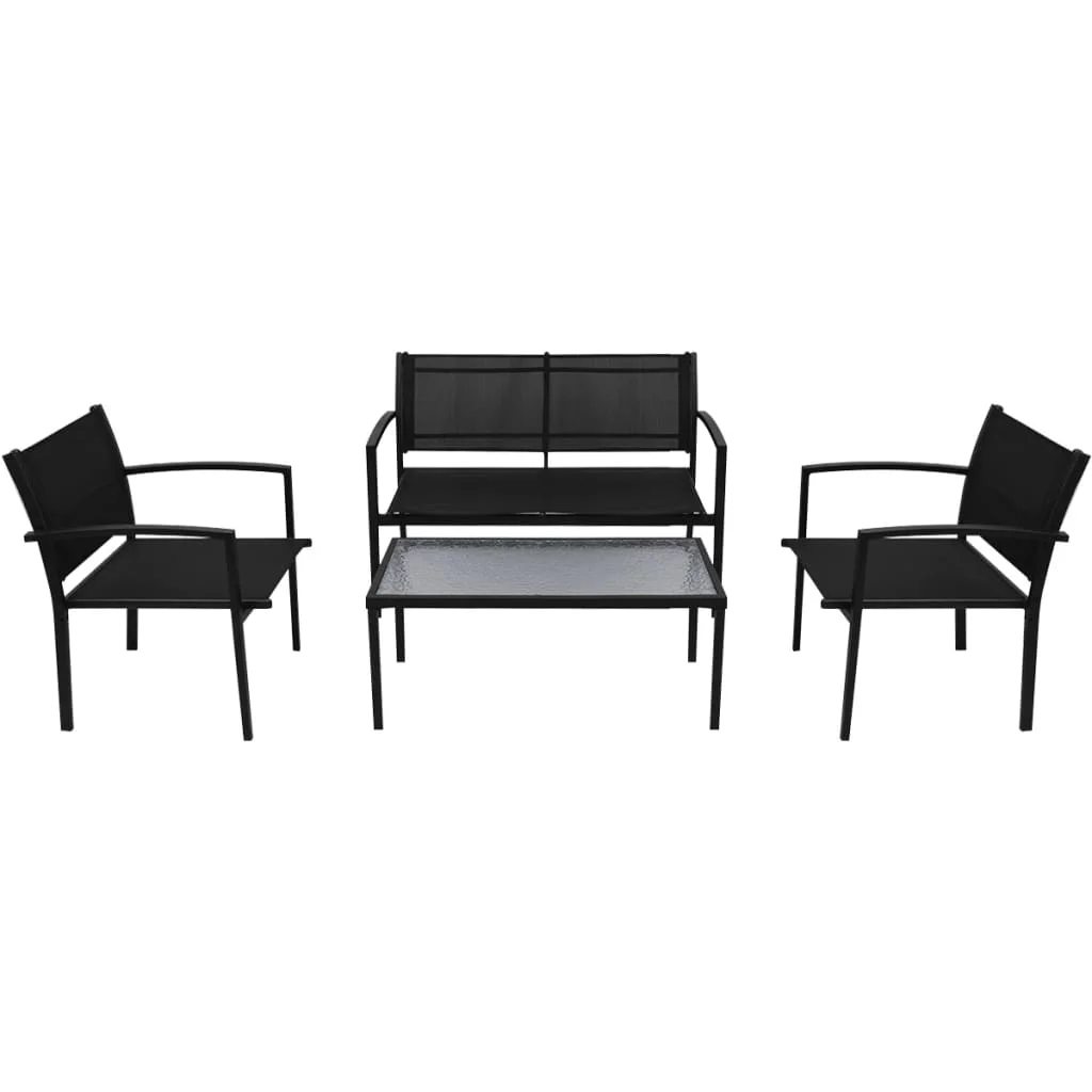 Garden furniture 4 pcs Black Textilene