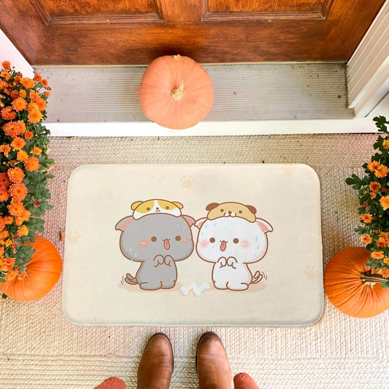 Doormat Entrance Door D-Peach D-Mochi Cat Cute Porch Foot Mat Non-slip Room Carpet Slip-resistant Custom Balcony Hallway Rug