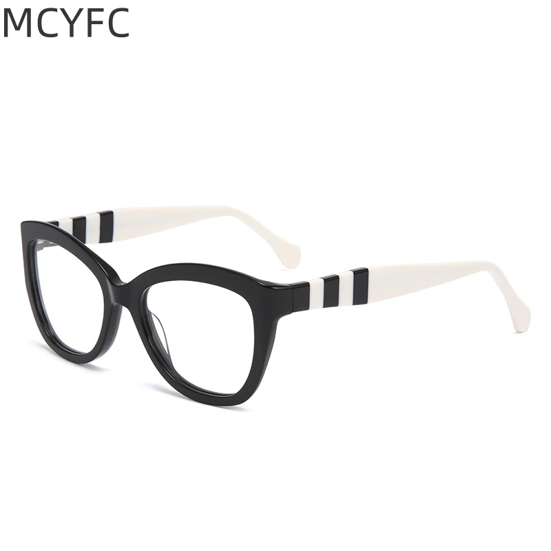 MCYFC Ultra Light Acetate Material Eye Glasses Frame for Men and Women Geometric Element Design Cat Eye Full Rime Glasses Frames