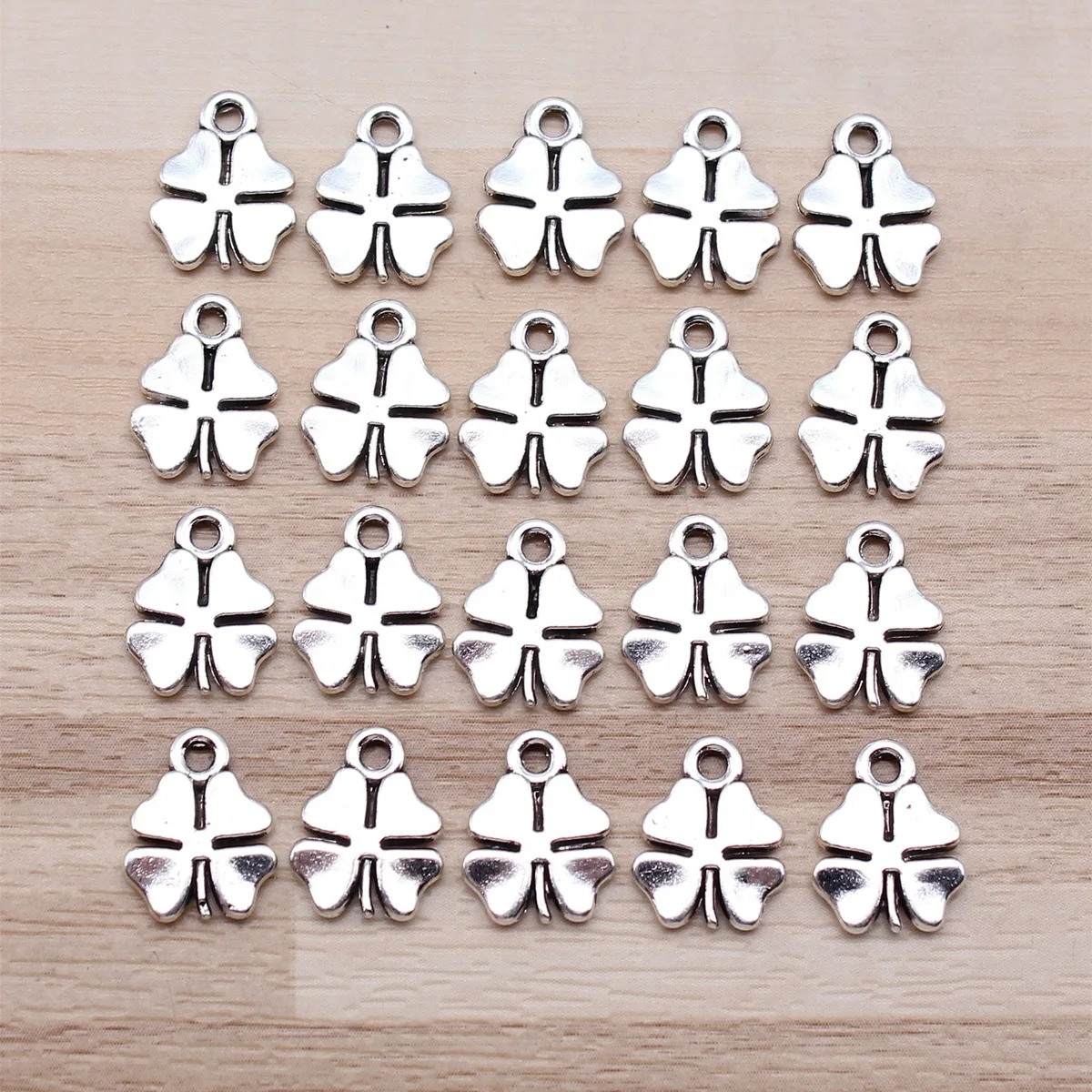 IFOCUS 20pcs/Lot Clover Charms For DIY Jewelry Making Zinc Alloy 12x9mm/0.47x0.35inch