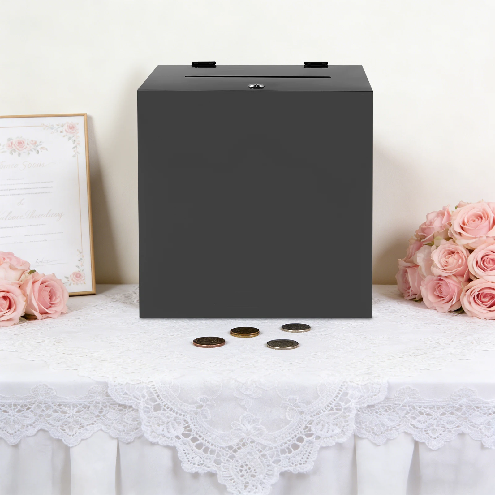 Acrylic Donation Box, Suggestion Box with Lock & 2 Keys, Ballot Box for Voting, Charity, Ballot, Suggestions
