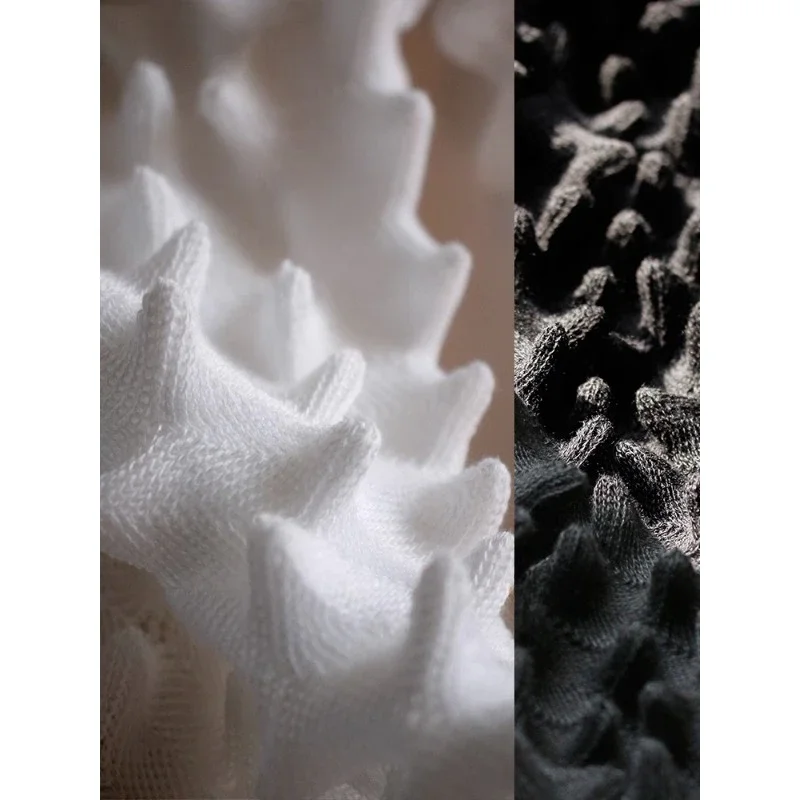 Original three-dimensional texture knitted black and white clothing fabric handmade DIY bag designer fabric