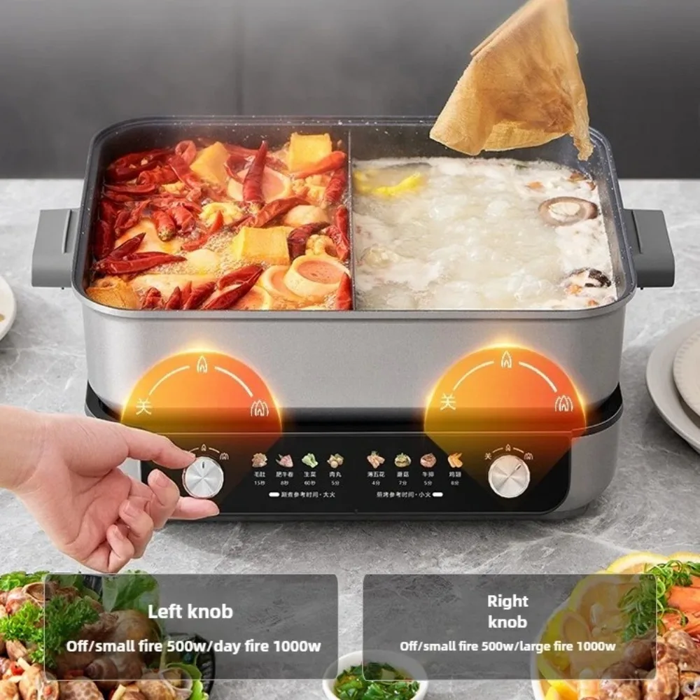 220V 8L 2000WFast Boiling 2 Flavor Electric Hot Pot Split Design For Easy Cleaning Multi-function Cooker for Home Use Kitchen