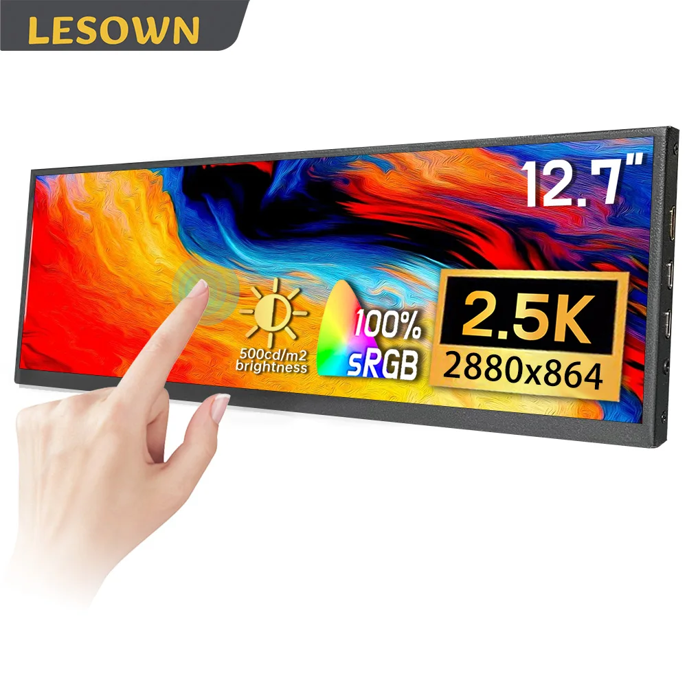 

Ультраширокий IPS LCD-монитор LESOWN 12.7'' (2880x864) для ПК, дисплей температуры в корпусе ПК, Plug & Play