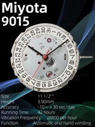 Brand new Miyota 9015 watch movement automatic movement mechanical 3 hands 3 o'clock window watch parts