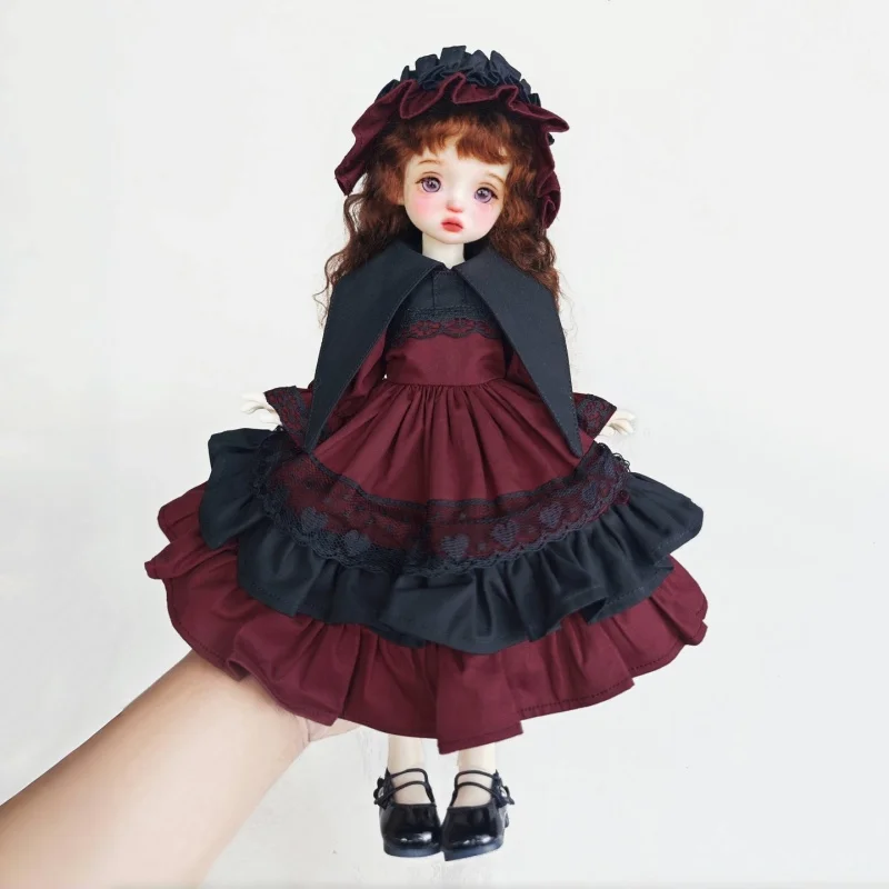 

For Bjd Doll Dress Original 1/6 30cm Doll Clothes Small Skirt With Headwear Lolita Retro Style Dress Doll Accessories In Stock