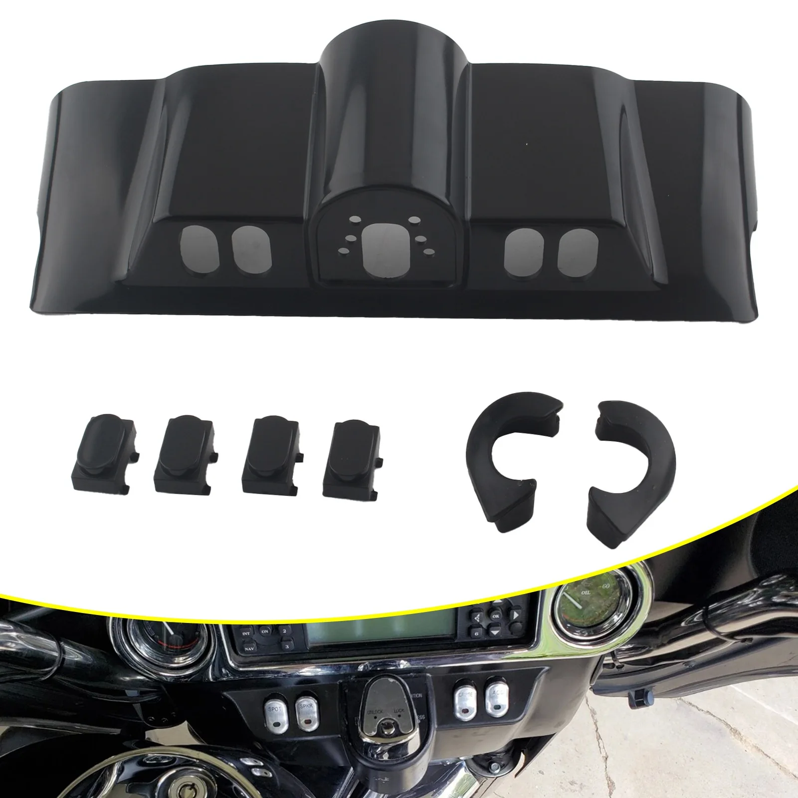Gloss Black Motorcycle Inner Fairing Cover Switch Cap Kit For Harley touring models with the Batwing type of fairing 2006-2013