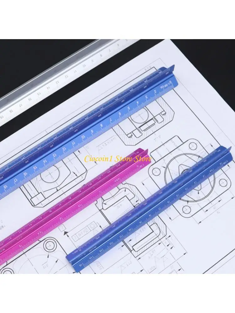 A3PC Multiple Scale Drafting Ruler Lightweighted and Ergonomic Grip Measuring Tool