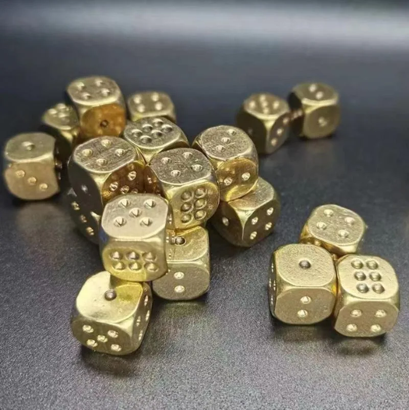 Vintage Brass Dice Home Crafts Decoration Bar Props Game Tools Metal Toys Dice