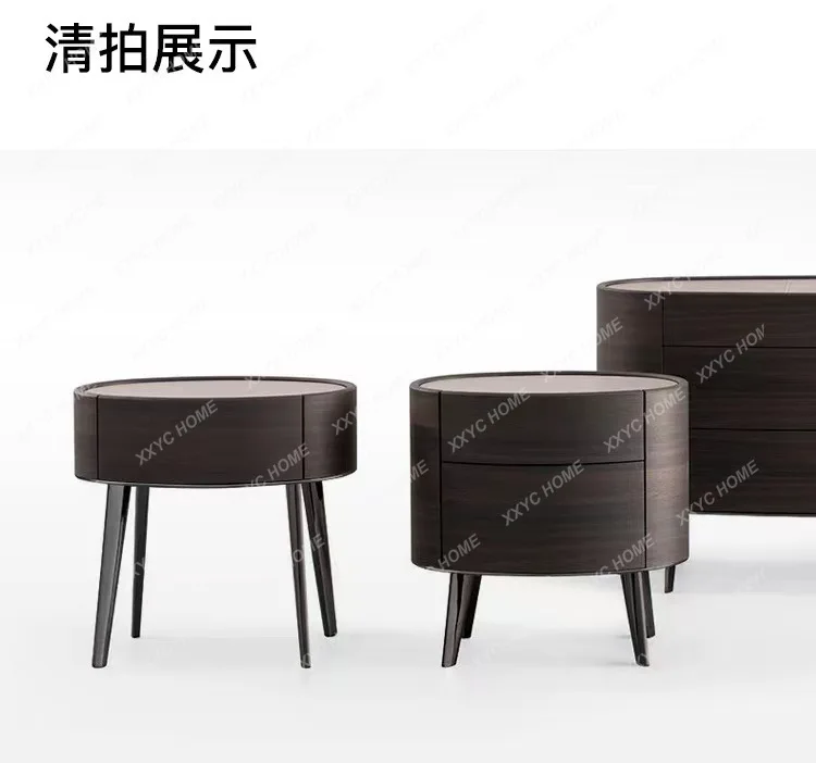 

JJItalian минималистичный прикроватный шкаф для спальни из дымчатого массива дерева, светлый роскошный овальный шкаф для маленькой квартиры, высококачественный шкаф для хранения