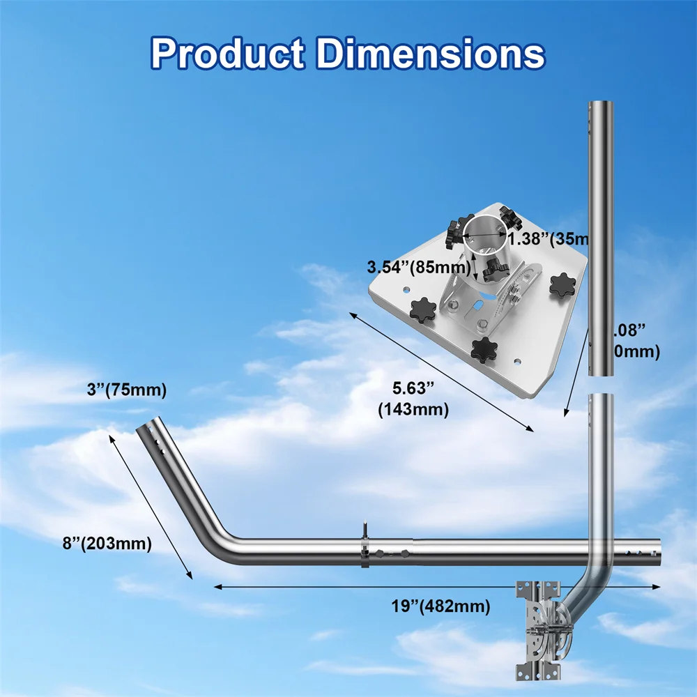 

Starlink Gen V3 Mount with Pipe Adapter Adjustable,Starlink Long Wall Mount,24 Inch Wall Mount/Roof Mount for Starlink V3 Dish
